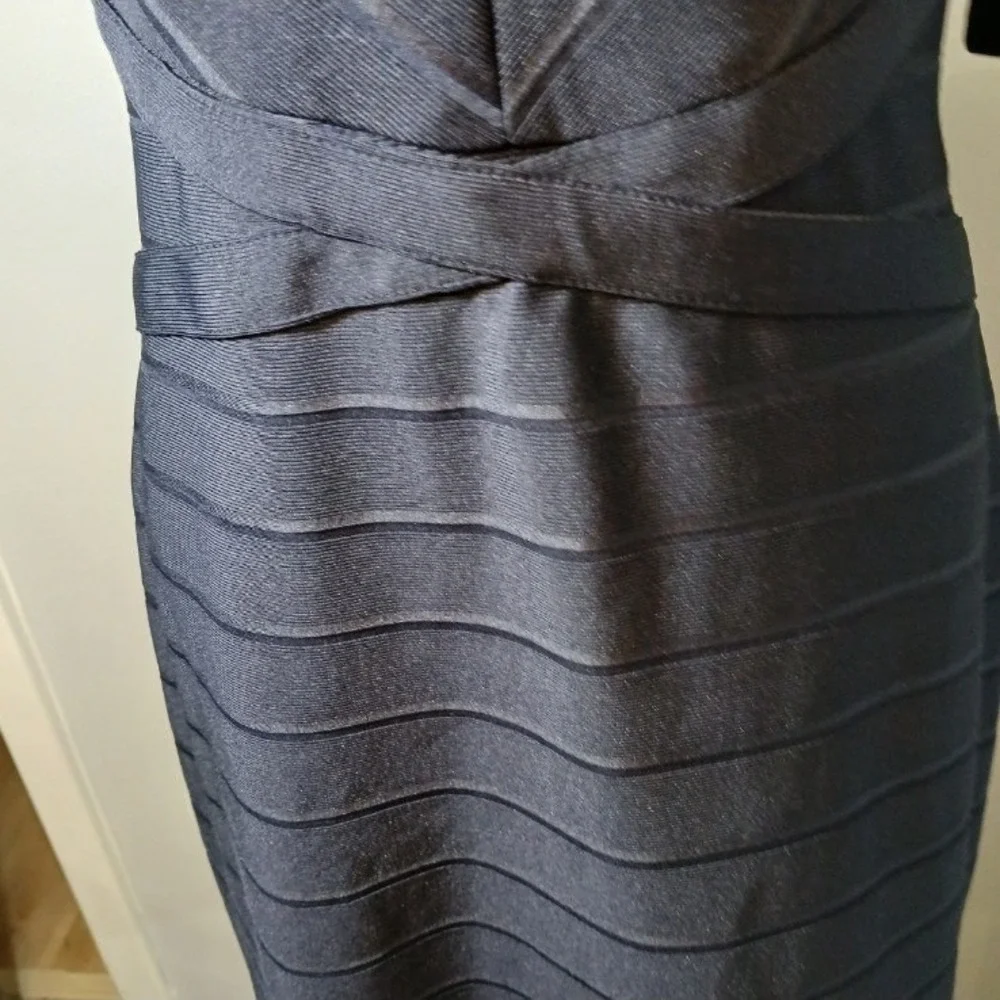 Guess Navy Blue Halter Lattice Neck Bandage Flare Cocktail Dress GDKP2467 Size 8 - Picture 4 of 13